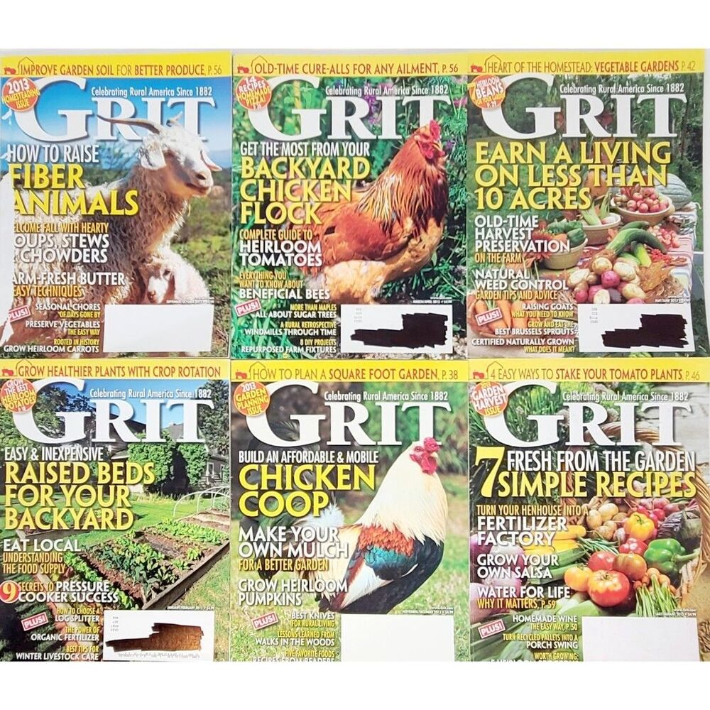 VALUE BUNDLE: GRIT Magazine Complete 2013 Year Lot 6 Chickens Homestead